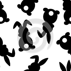 Seamless pattern easter bunny silhouettes vector illustration